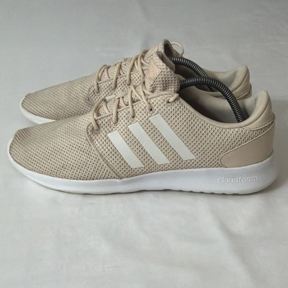 Adidas Womens EE8085 Ivory Cloudfoam QT Racer Sneakers 12 Running Shoes Gym Shoe